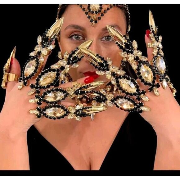 Lot Of 5 Belly Dance Bohemian Full Finger Pointy Rings - Picture 1 of 3